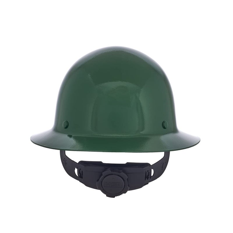 MSA 475411 Skullgard Full-Brim Hard Hat with Fas-Trac III Ratchet Suspension, Non-slotted Hat, Made of Phenolic Resin, Radiant Heat Loads up to 350F - Standard Size in Green - Image 5
